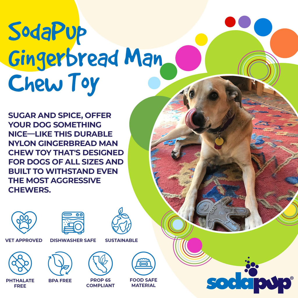 SodaPup Gingerbread Man Nylon Dog Chew Toy for Aggressive Chewers