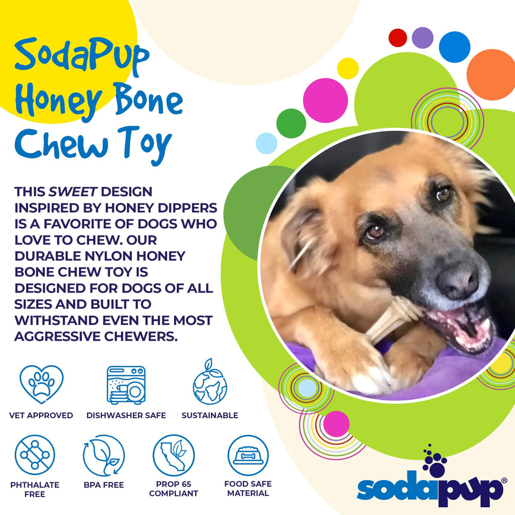 SodaPup Nylon Dog Toy Honey Bone eChew For Aggressive Chewers
