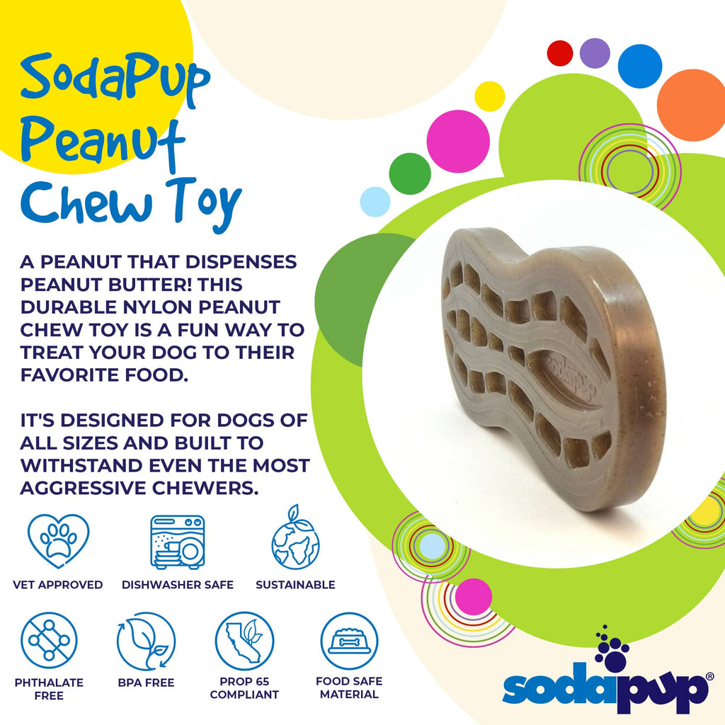 SodaPup Peanut eChew Nylon Dog Chew Toy Durable For Aggressive Chewers