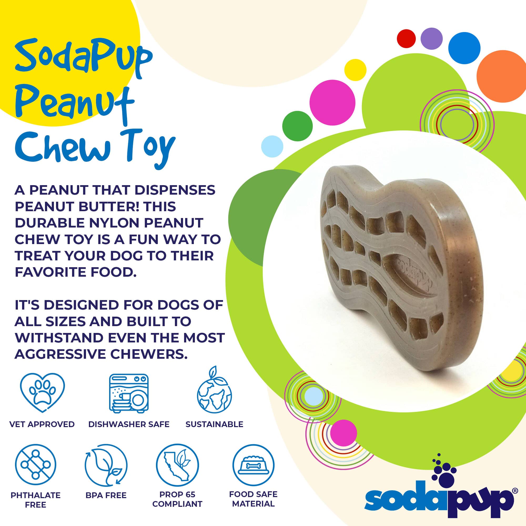 SodaPup Peanut eChew Nylon Dog Chew Toy Durable For Aggressive Chewers
