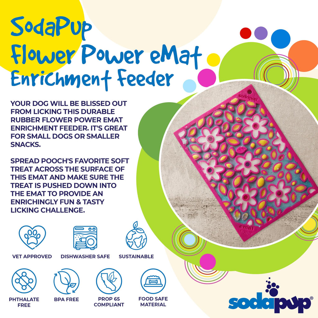 SodaPup Flower Power eMat Enrichment Lick Mat for Dogs and Cats