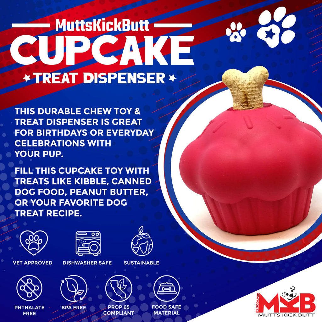 Cupcake eDispenser Durable Rubber Chew Toy and Treat Dispenser for Dogs