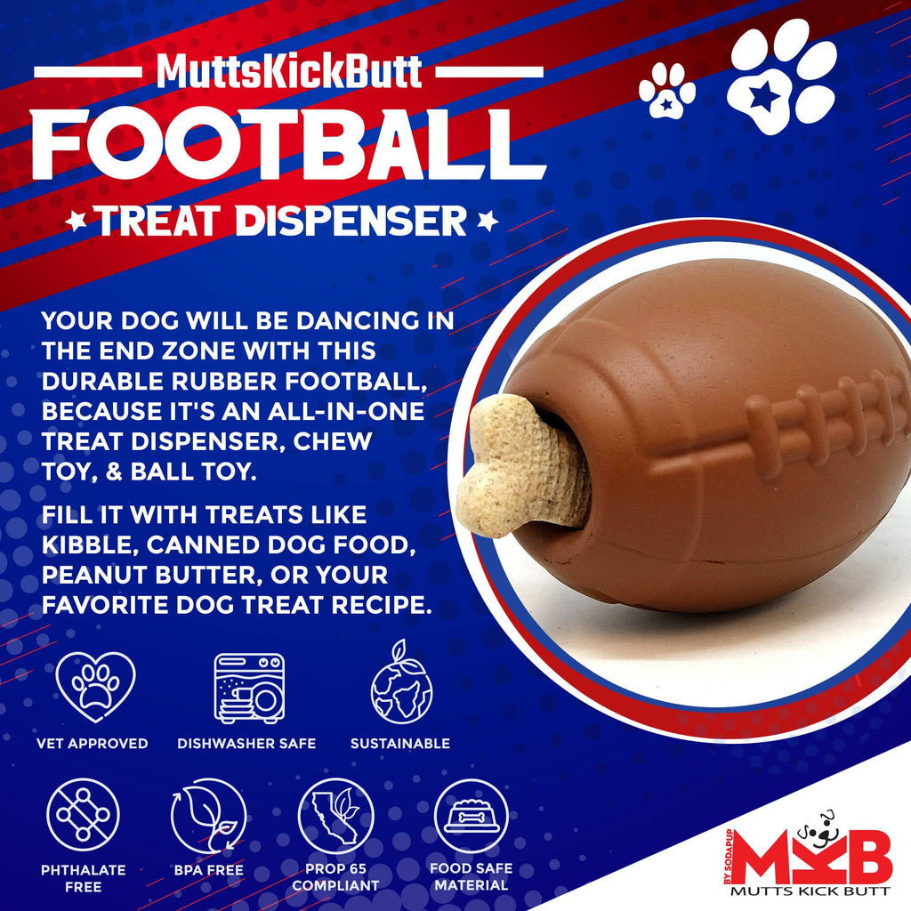 SodaPup Football Dog Chew Toy And Treat Dispenser USA Made