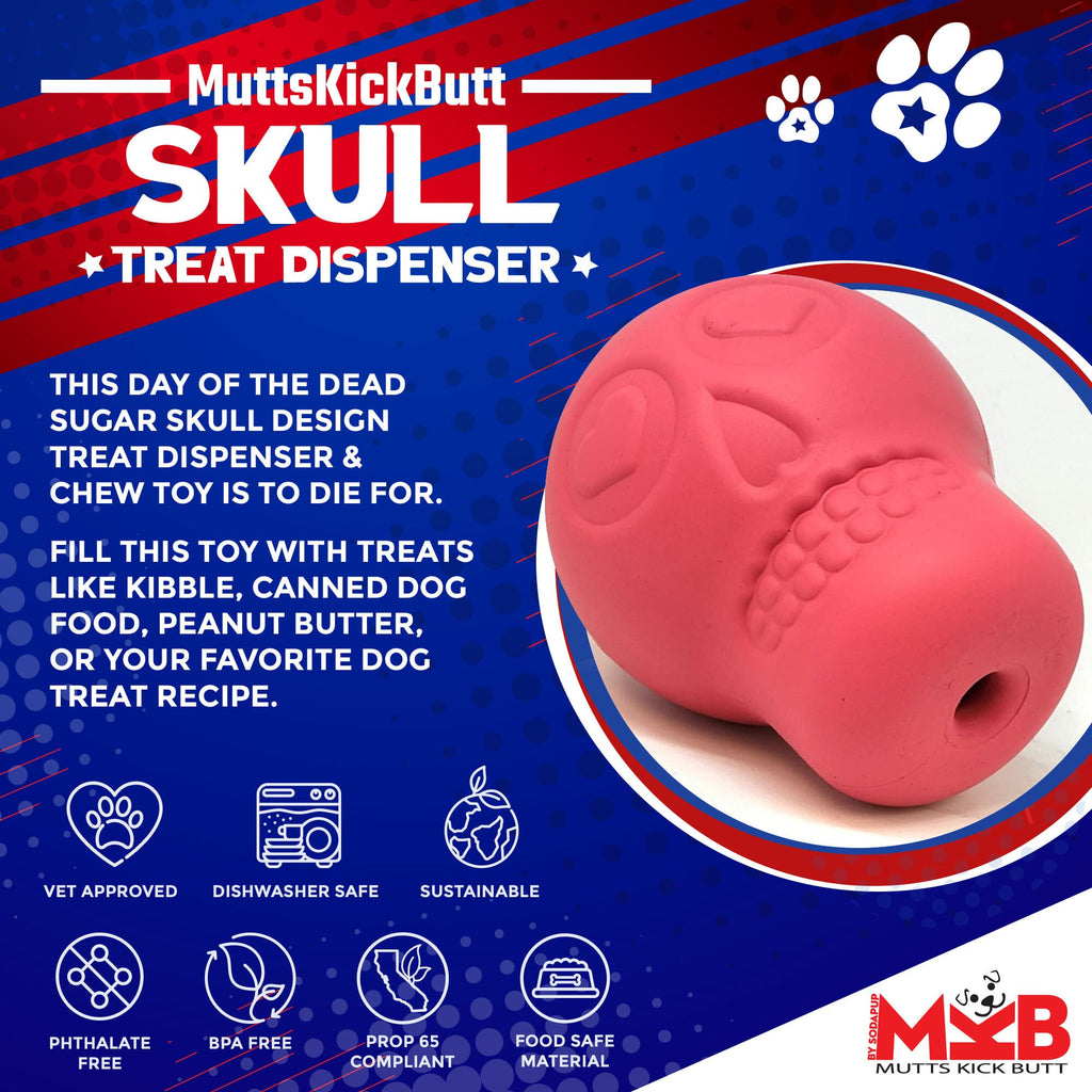 SodaPup Sugar Skull Dog Chew Toy and Treat Dispenser