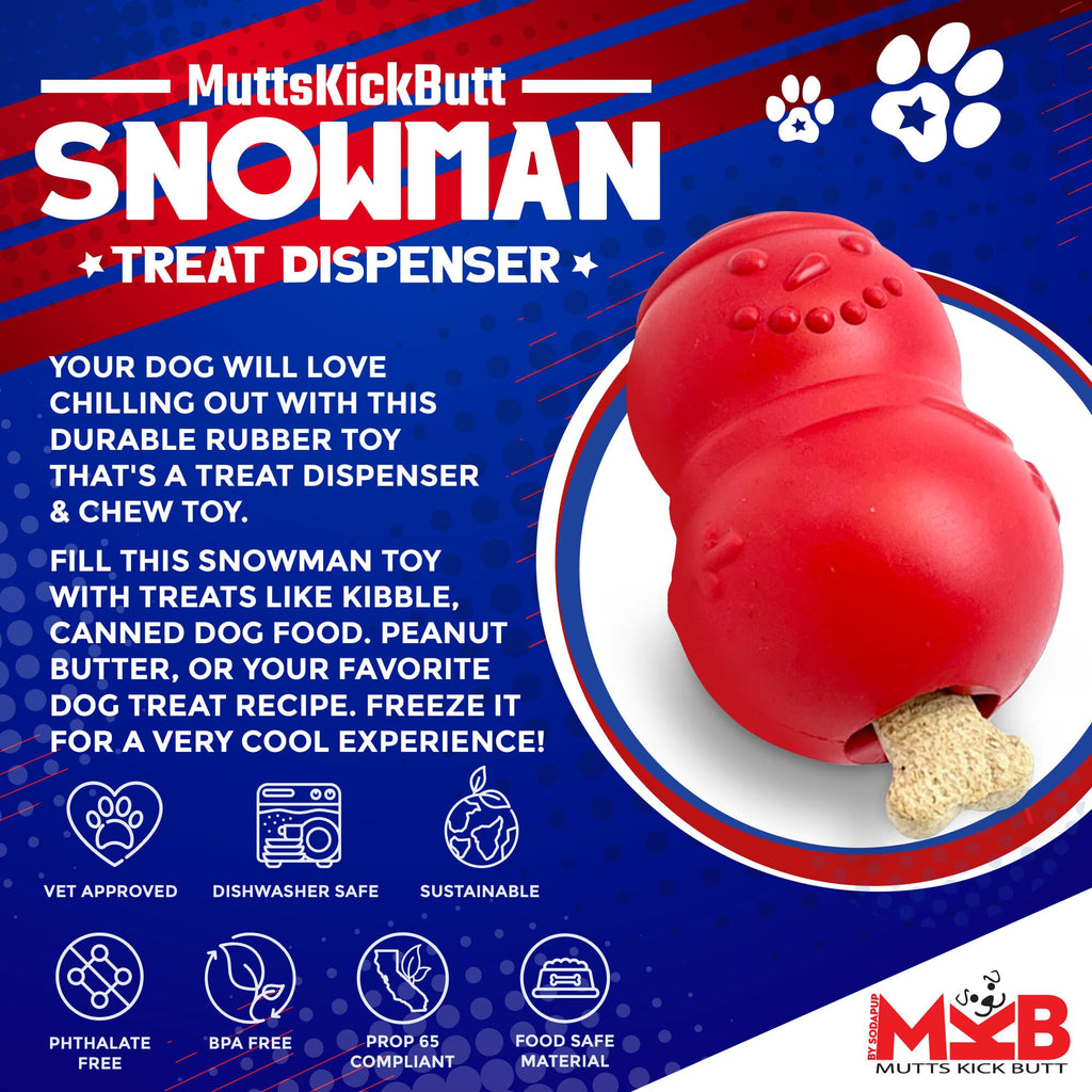 Snowman eDispenser Durable Rubber Chew Toy and Treat Dispenser for Large Dogs