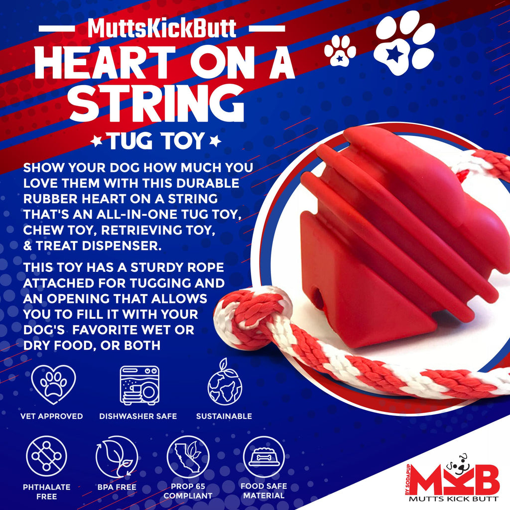 Heart on a String Dog Toy Durable Rubber Tug For Large Dogs HS-01