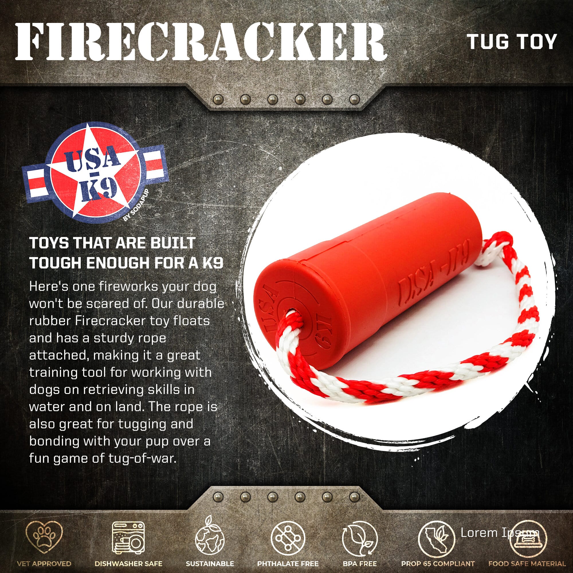 USA-K9 Firecracker Floating Training Dummy For K9 Handling Red