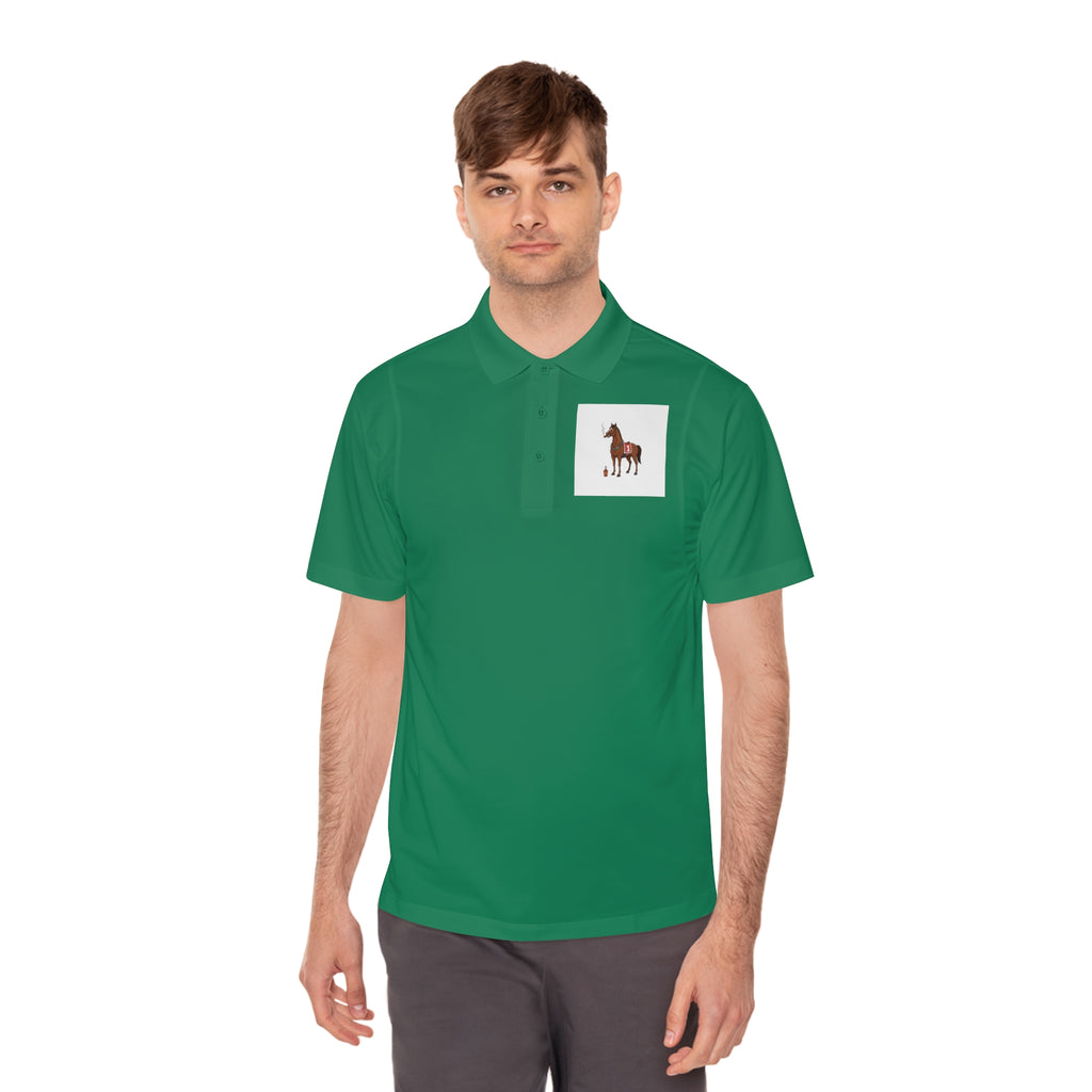 Horse Racing Polo Shirt — Vintage Jockey Saddle & Racing Horse Design