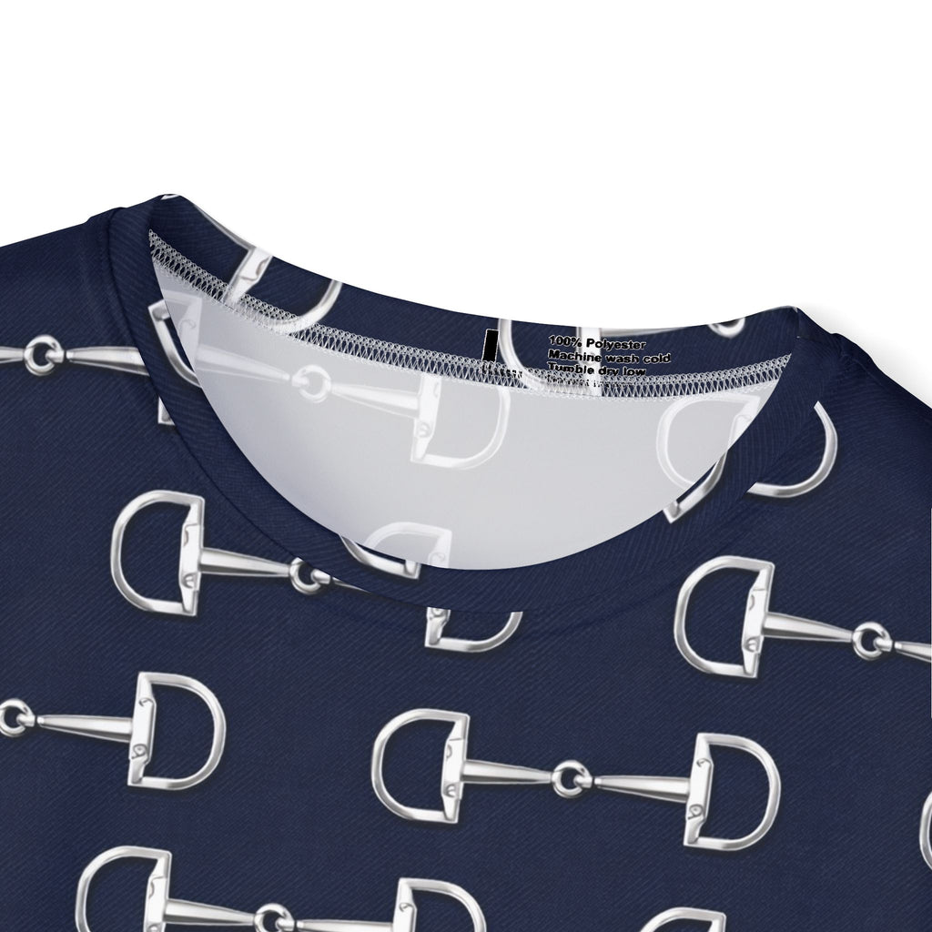 Equestrian Bit Pattern Men's Sports Jersey — Navy All-Over Print