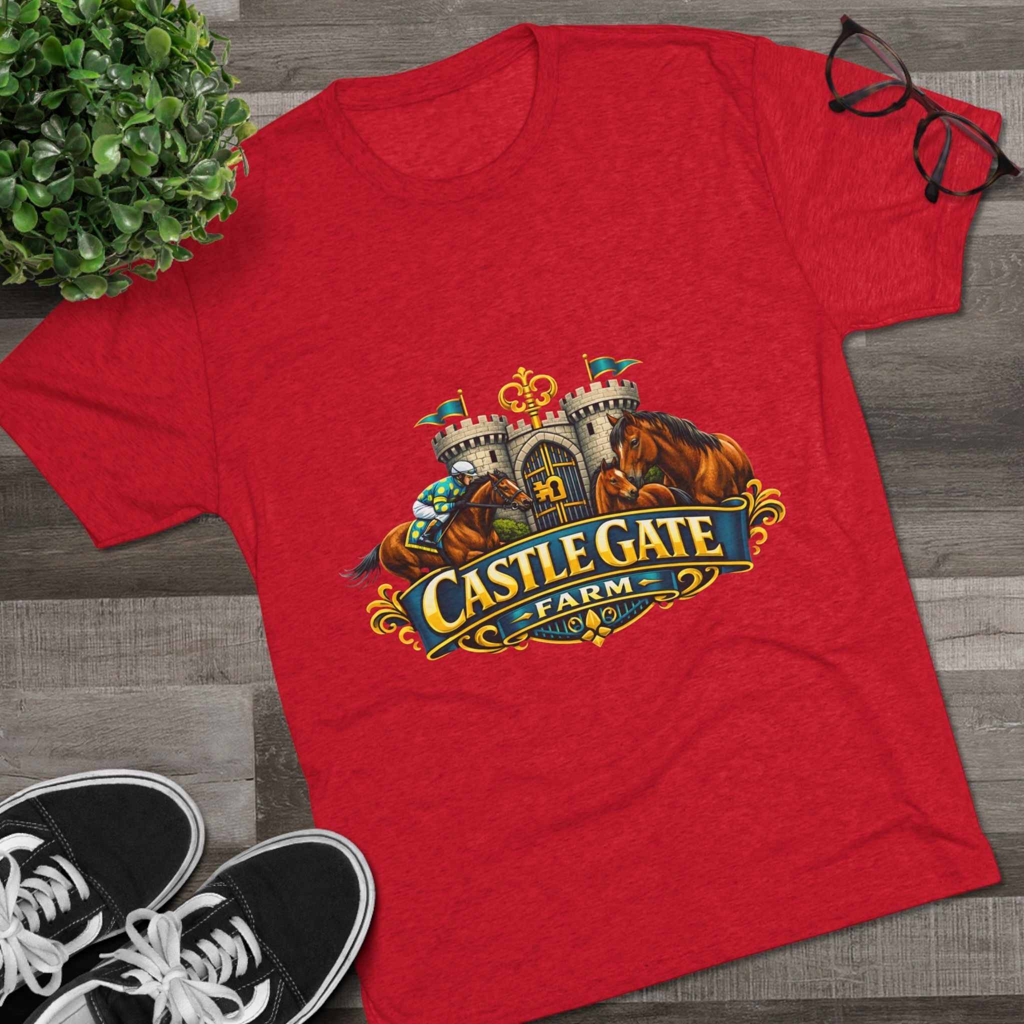 Castle Gate Farm T-Shirt – Retro Crest Logo Tee for Farm Lovers