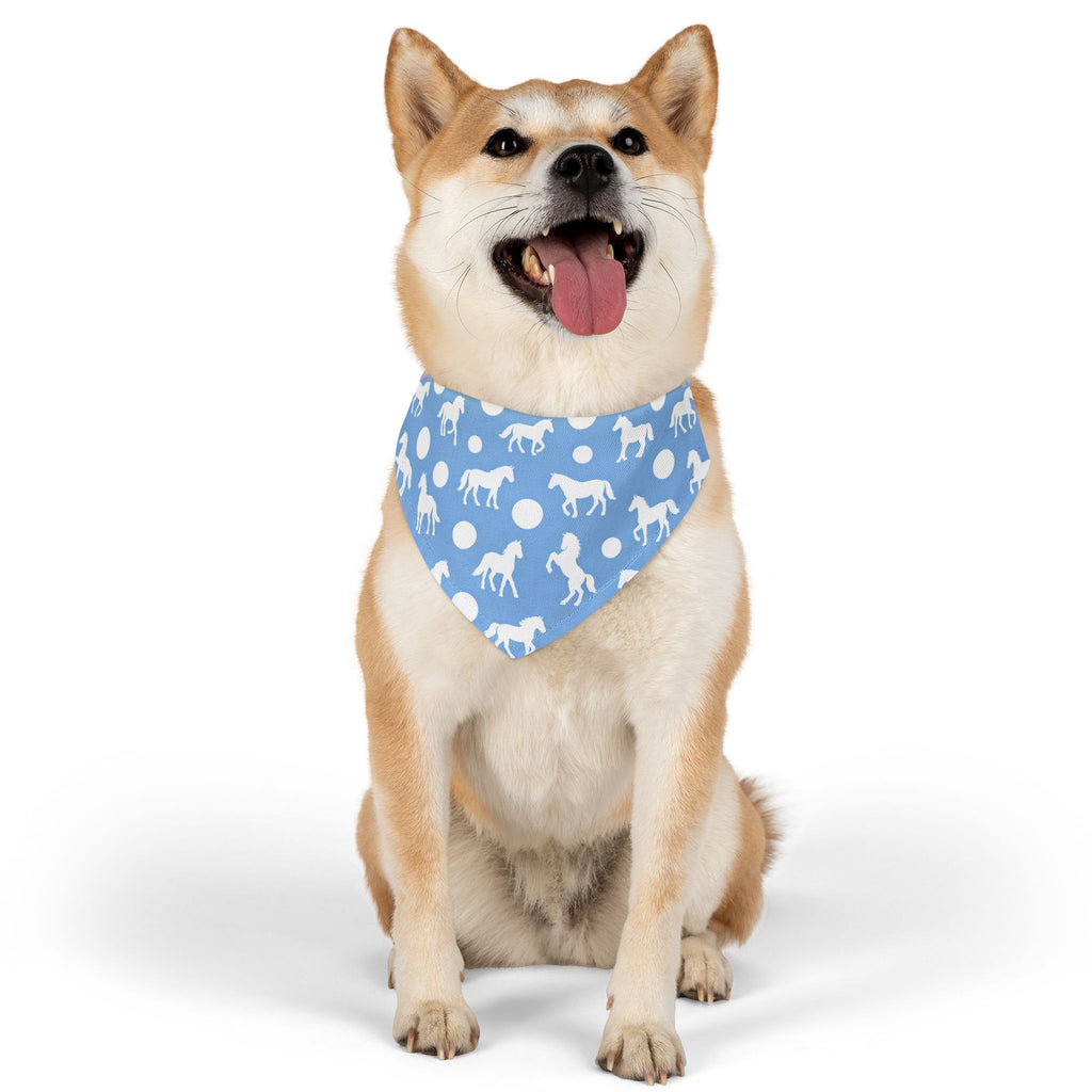 Baby Blue Horse Print Pet Bandana Collar — Cute Equestrian Dog Scarf