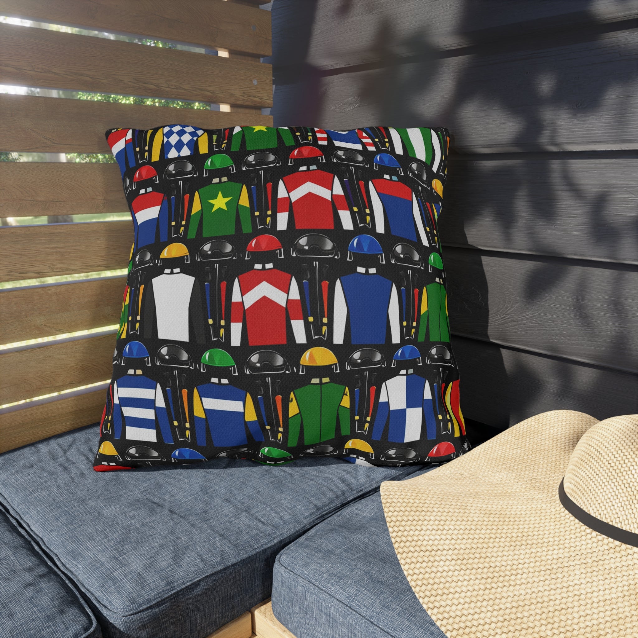 Jockey Silks Pattern Outdoor Pillow Horse Racing