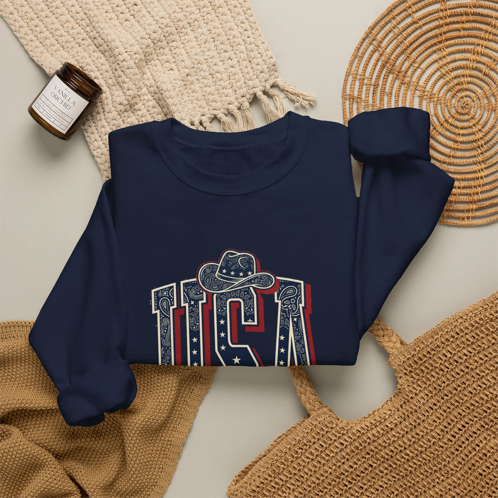 USA Vintage Americana Crewneck Sweatshirt | 4th of July Stars & Red White Blue
