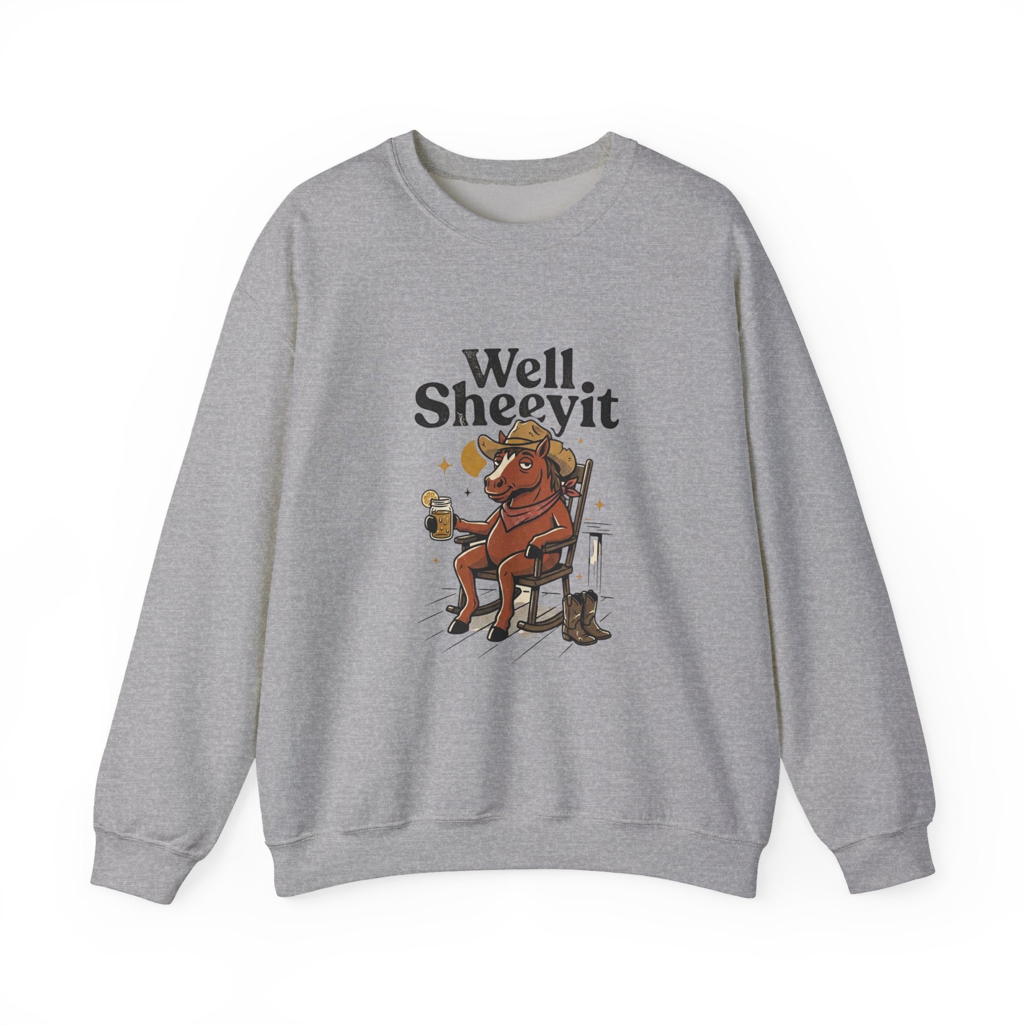 Well Sheeyit Horse Crewneck Sweatshirt | Vintage Southern, Rustic Western Humor