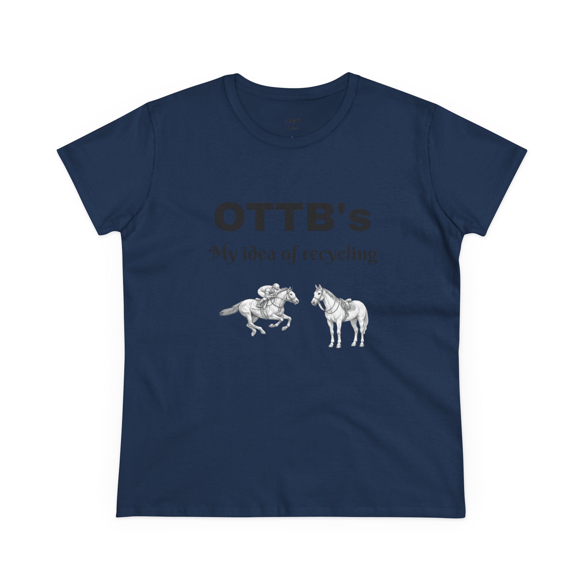 OTTB's Horse T-Shirt - "My idea of recycling" Funny Off-Track Thoroughbred Tee for Equestrians