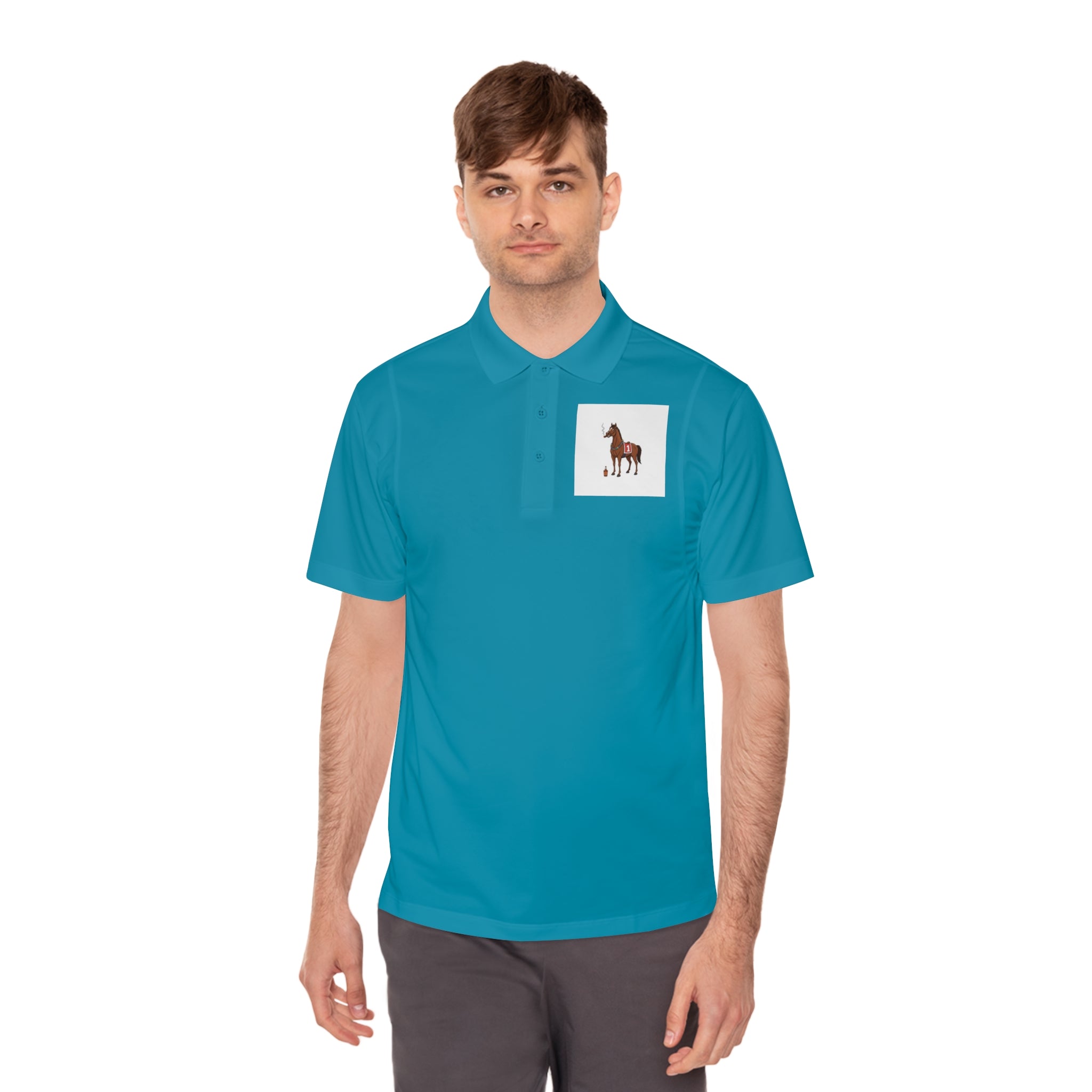 Horse Racing Polo Shirt — Vintage Jockey Saddle & Racing Horse Design