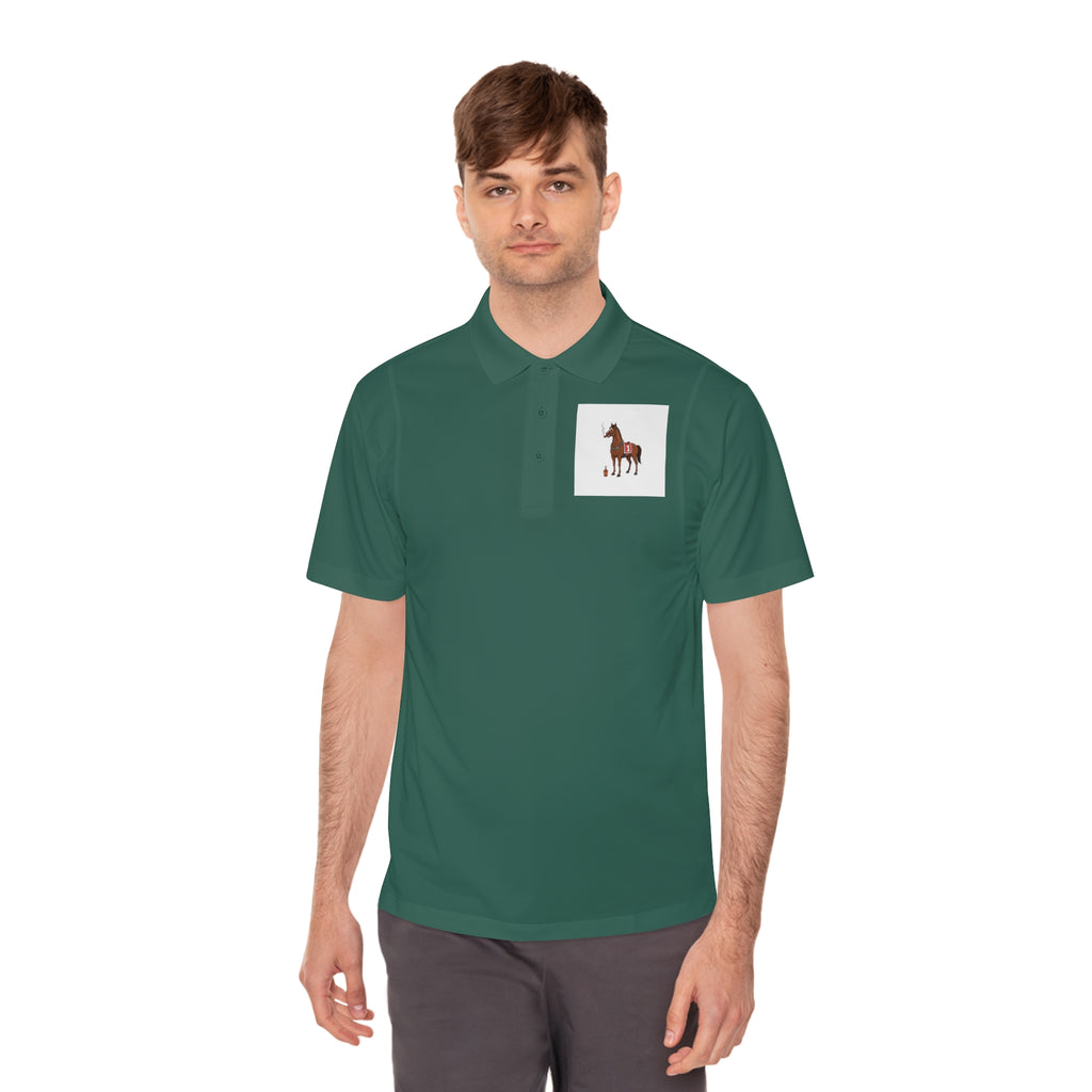 Horse Racing Polo Shirt — Vintage Jockey Saddle & Racing Horse Design