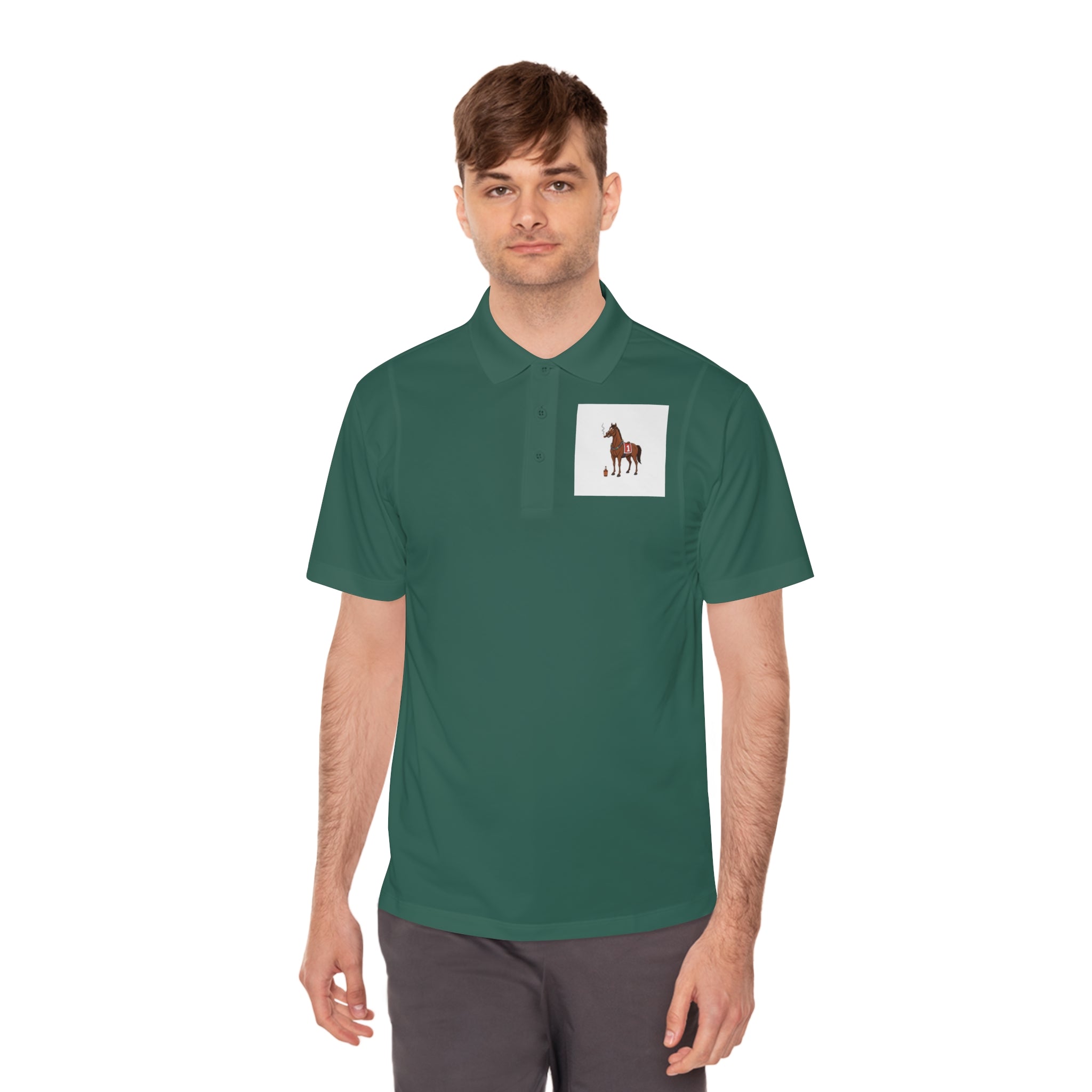 Horse Racing Polo Shirt — Vintage Jockey Saddle & Racing Horse Design