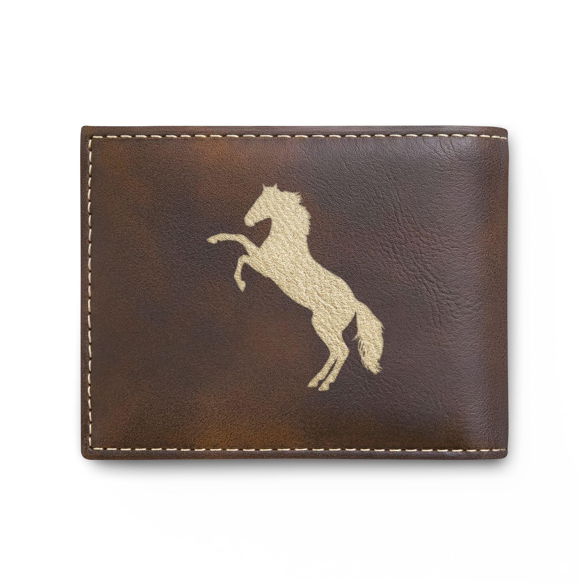 Rearing Horse Bi-Fold Wallet — Leather Wallet with Flip, Equestrian Gift