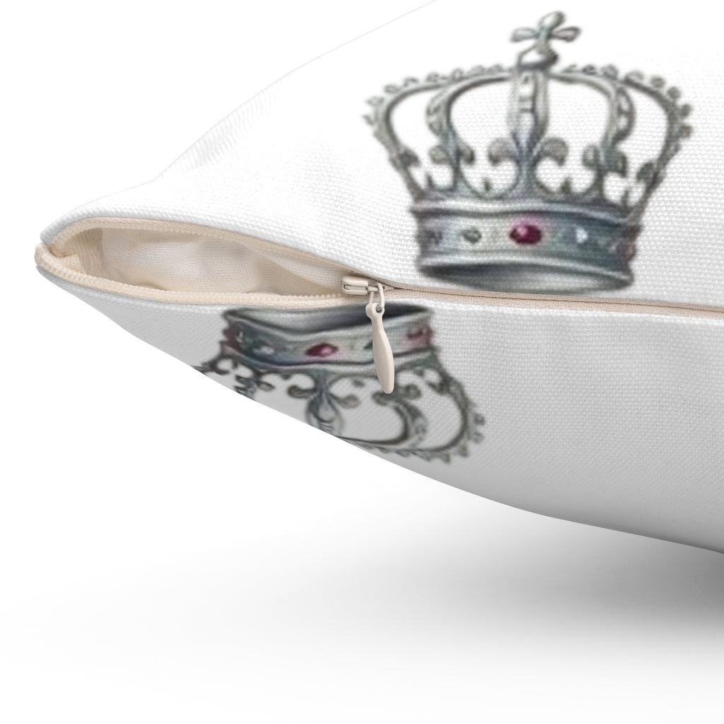 Crown Pattern Throw Pillow – Royal Silver Crown Decorative Cushion