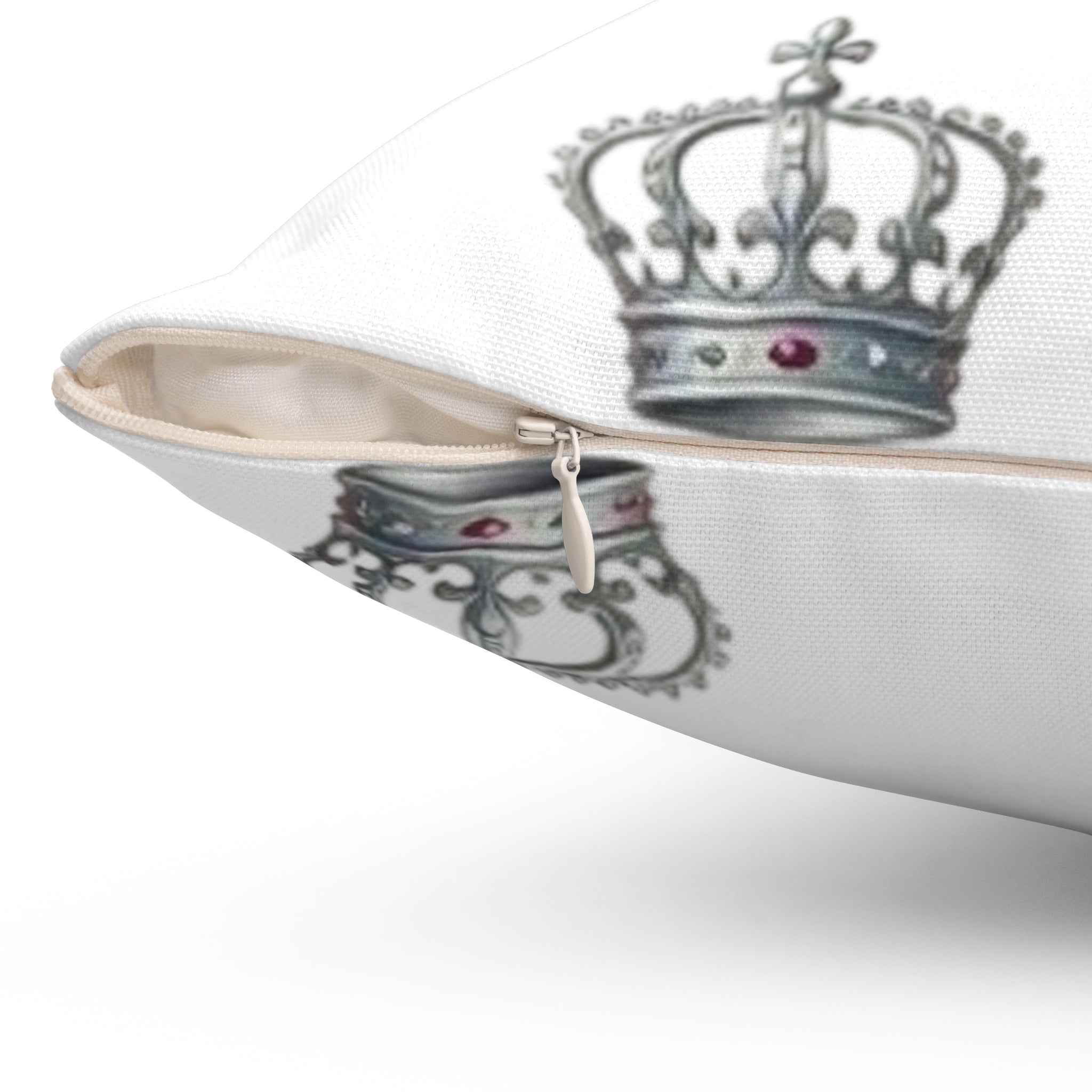 Crown Pattern Throw Pillow – Royal Silver Crown Decorative Cushion