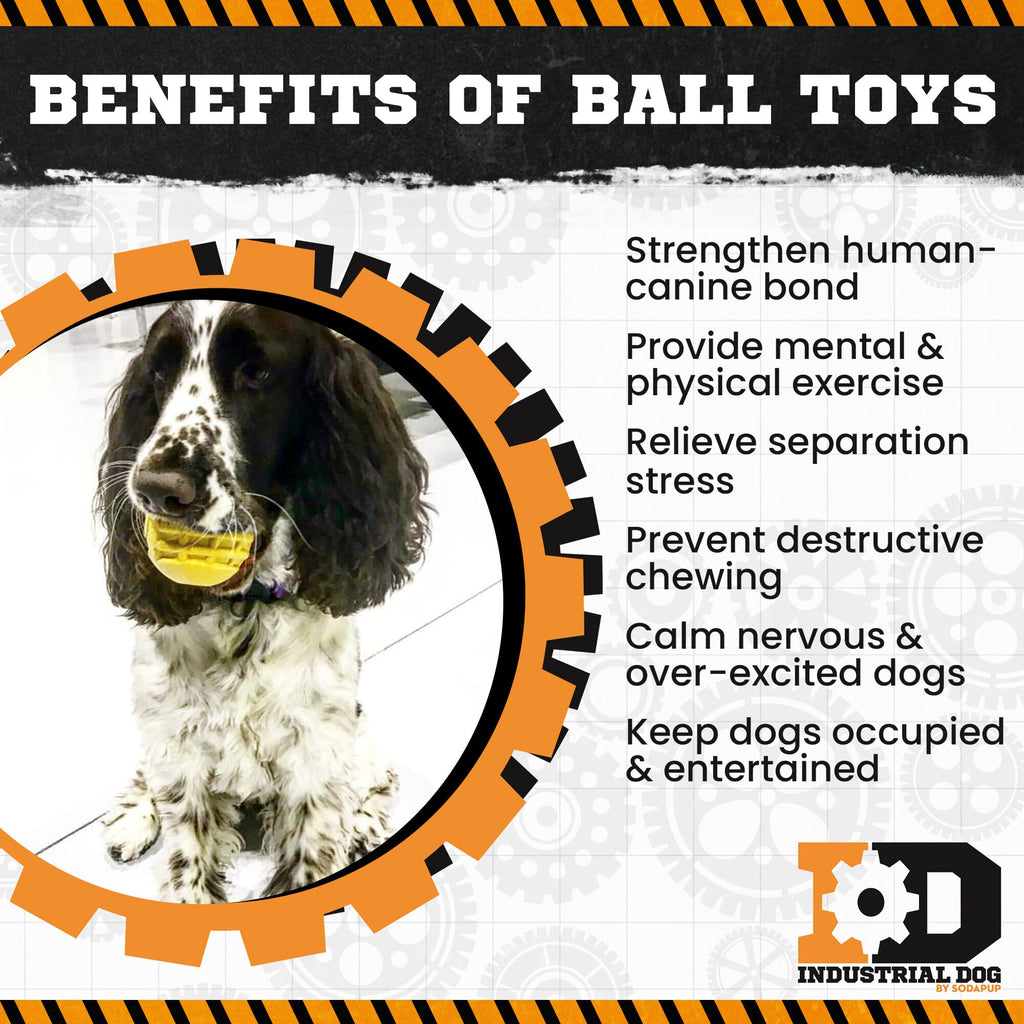 SodaPup Industrial Dog Ball Ultra Durable Rubber Chew Toy For Heavy Chewers USA