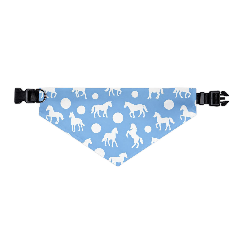 Baby Blue Horse Print Pet Bandana Collar — Cute Equestrian Dog Scarf