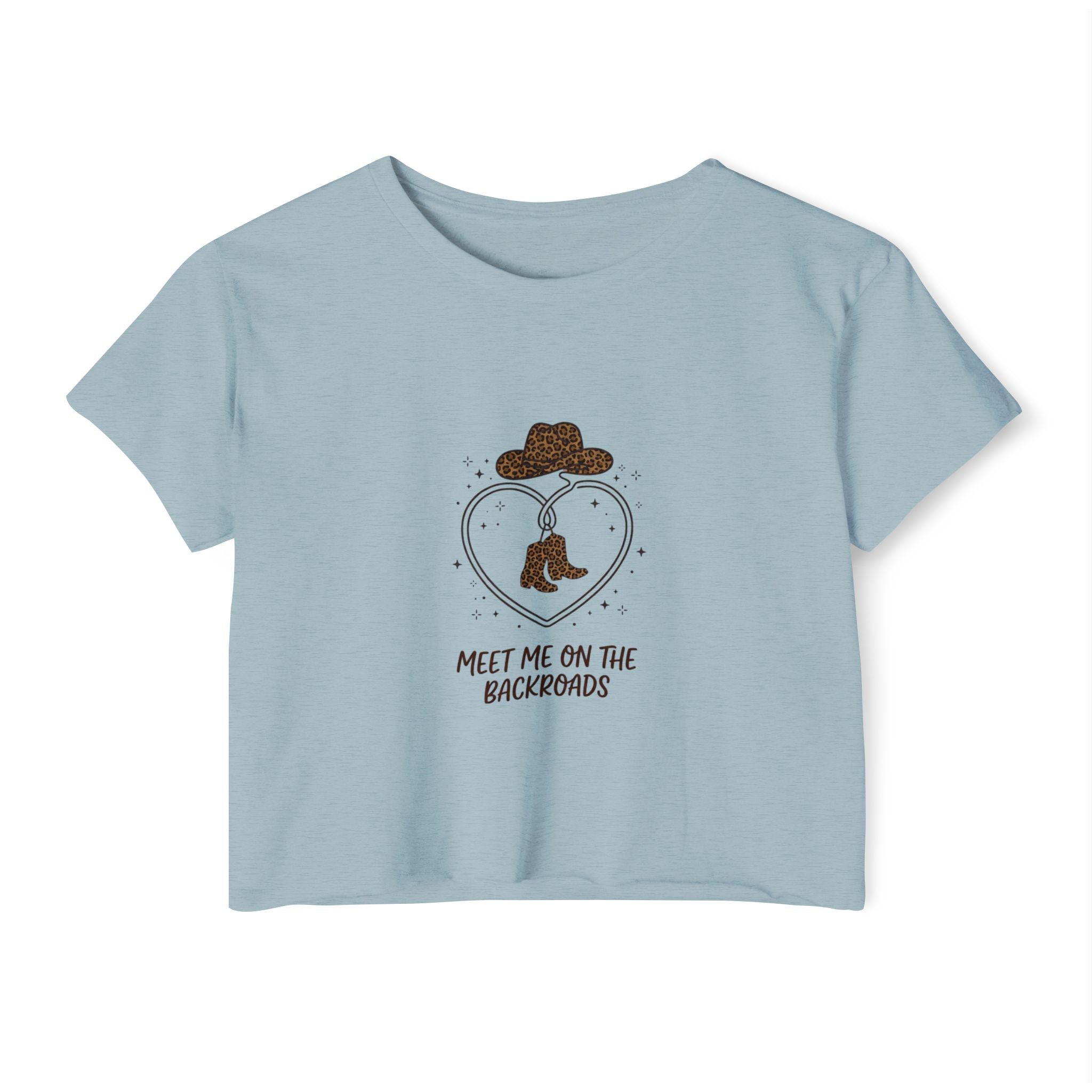 Festival Crop Top — "Meet Me on the Backroads" Country Cowgirl Graphic