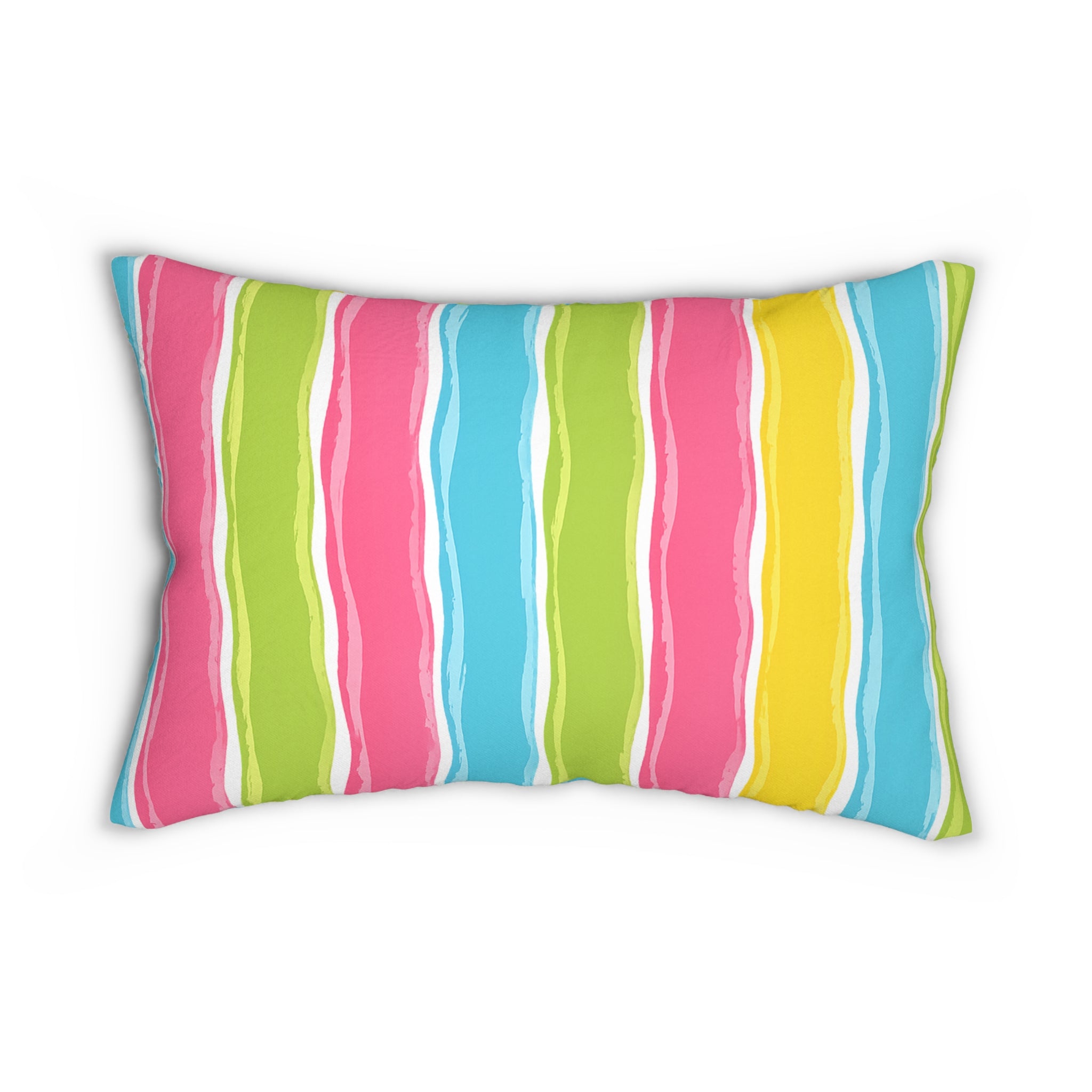 Colorful Stripe Lumbar Pillow — Bright Summer Accent Cushion