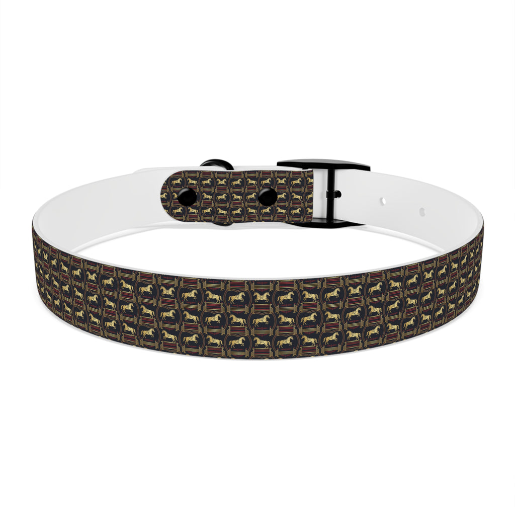 Navy Rich Red and Gold all over Horse Equestrian print dirt and waterproof collar