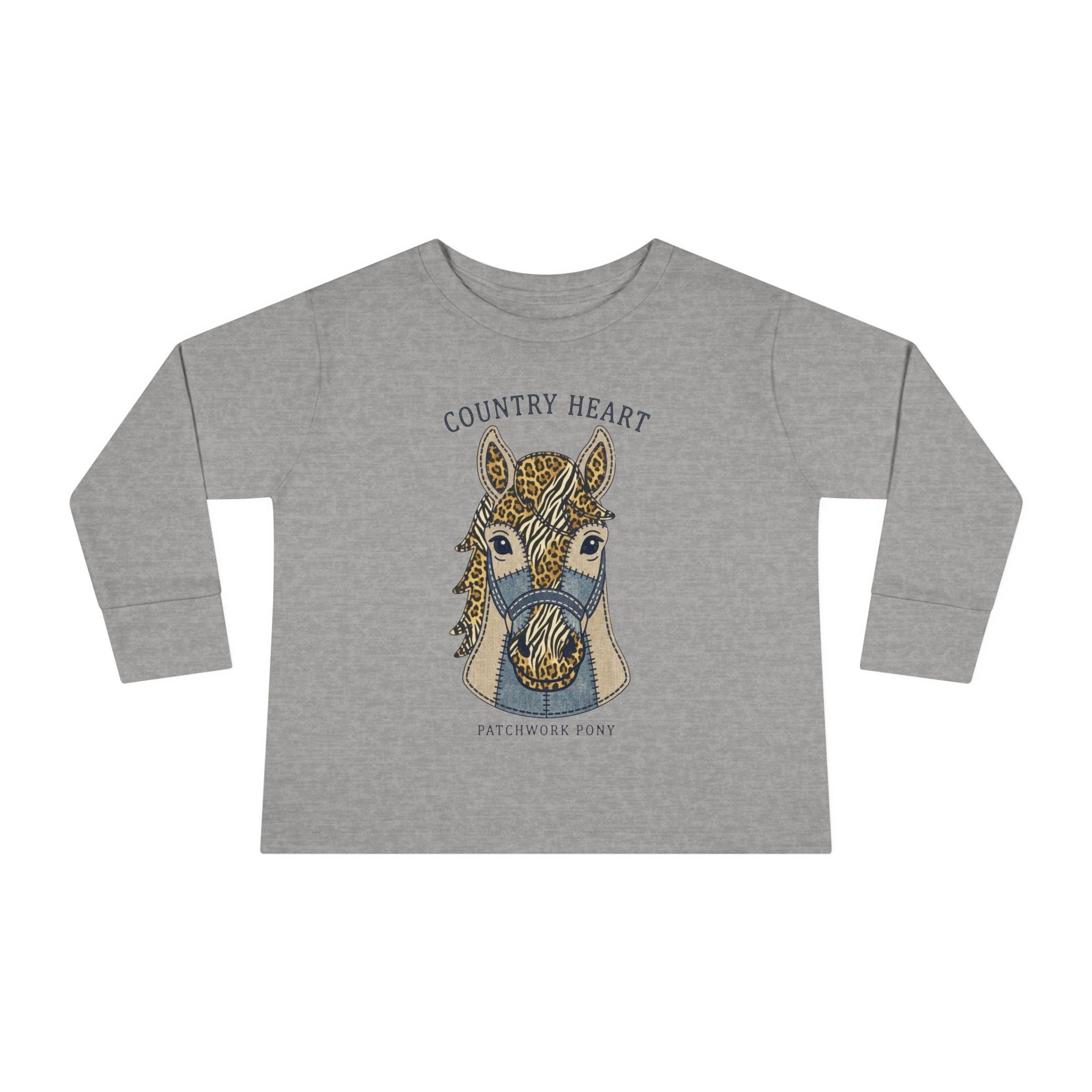 Toddler Long Sleeve Tee — 'Country Heart' Horse Graphic Shirt for Kids