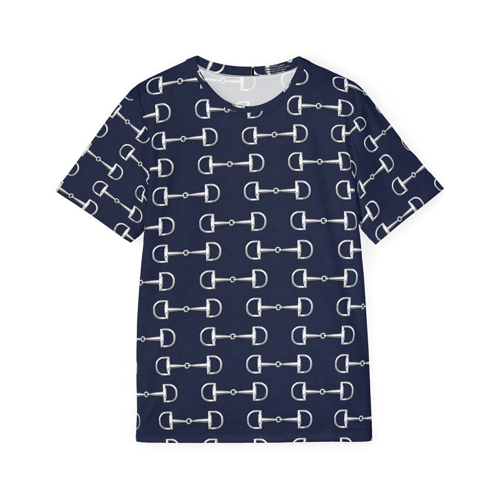 Equestrian Bit Pattern Men's Sports Jersey — Navy All-Over Print