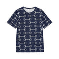 Equestrian Bit Pattern Men's Sports Jersey — Navy All-Over Print