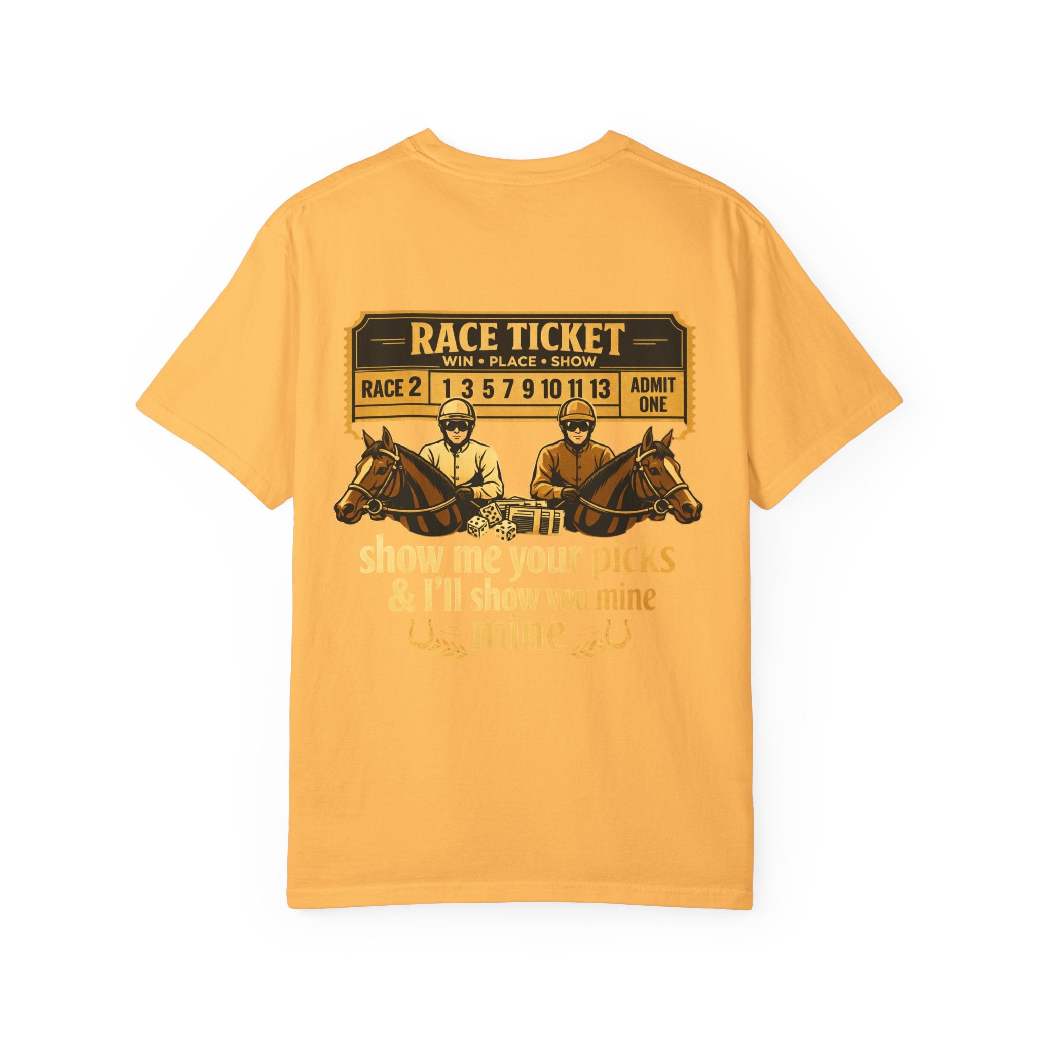 Horse Racing T-Shirt — "Show Me Your Picks" Vintage Race Ticket Design