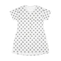 Crown Print T-Shirt Dress — All-Over Patterned Casual Dress