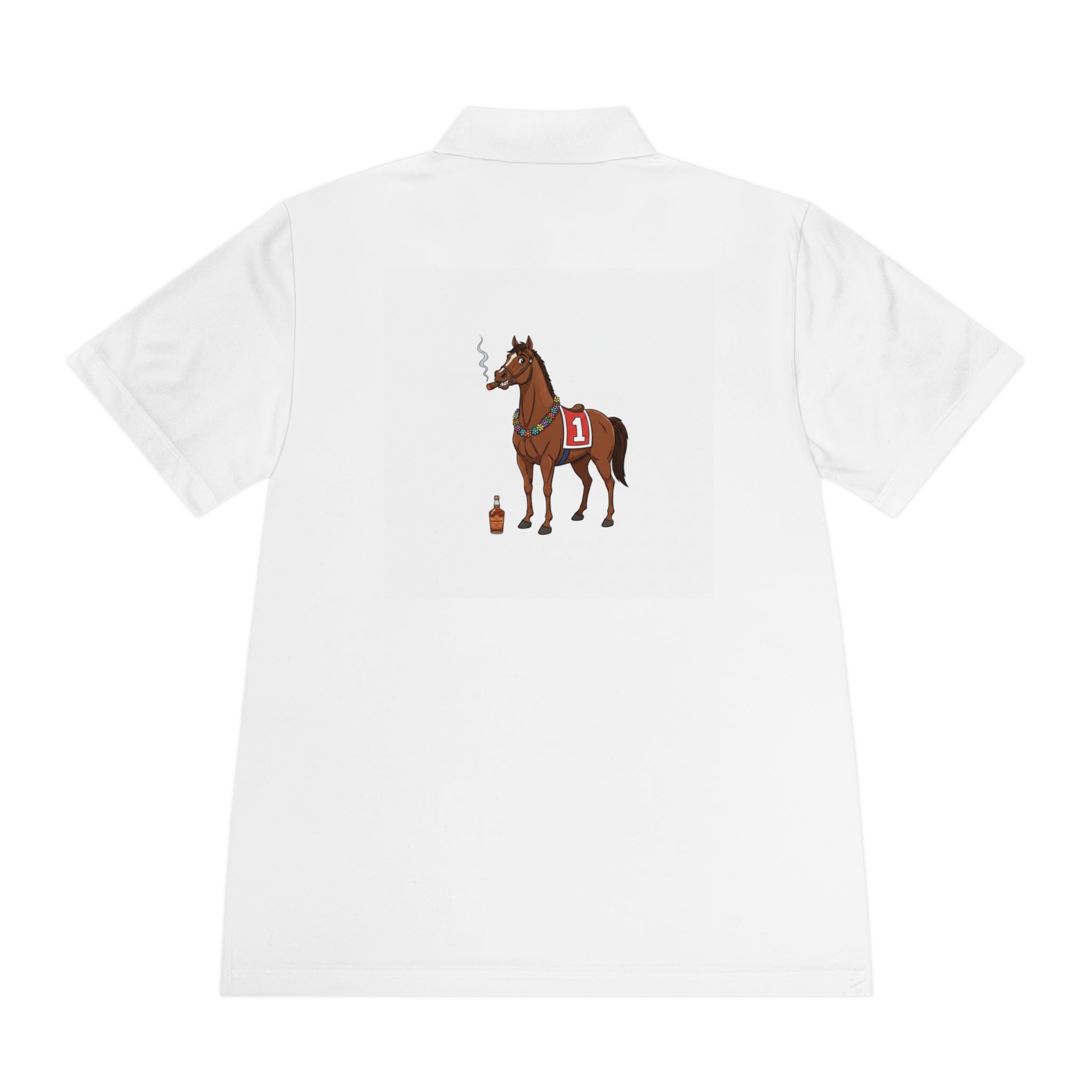 Horse Racing Polo Shirt — Vintage Jockey Saddle & Racing Horse Design