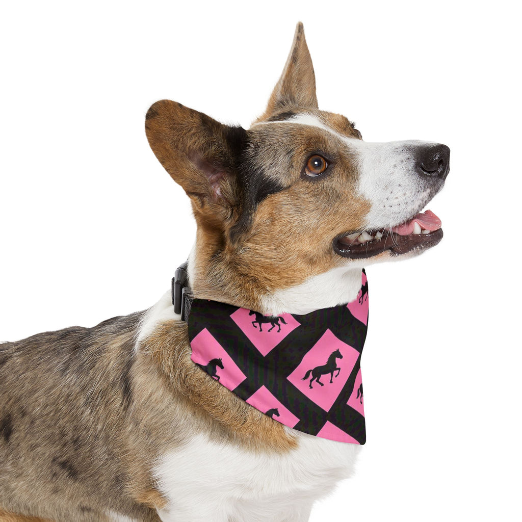 Pink Horse Diamond Pet Bandana Collar — Stylish Dog & Cat Accessory