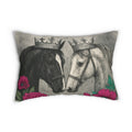 Crowned Horses Lumbar Pillow — Romantic Equine Art Throw Cushion