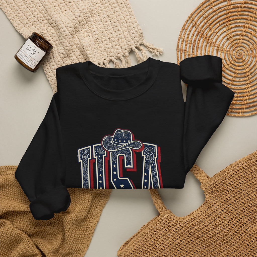 USA Vintage Americana Crewneck Sweatshirt | 4th of July Stars & Red White Blue