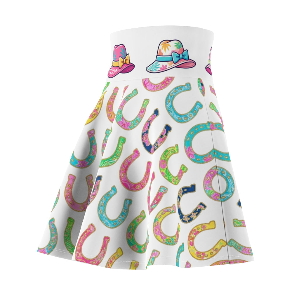 Lucky Horseshoe Skater Skirt — Pastel Country Western Print