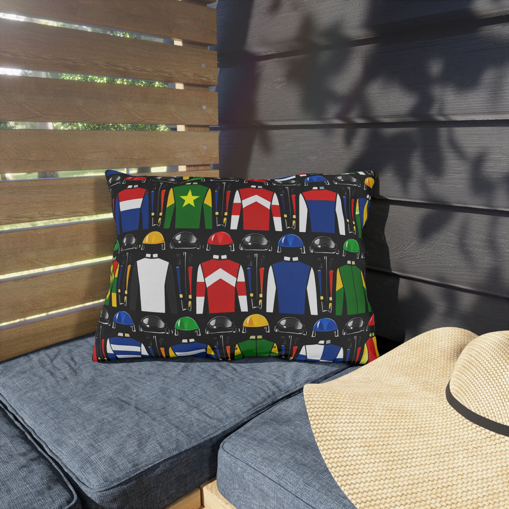 Jockey Silks Pattern Outdoor Pillow Horse Racing