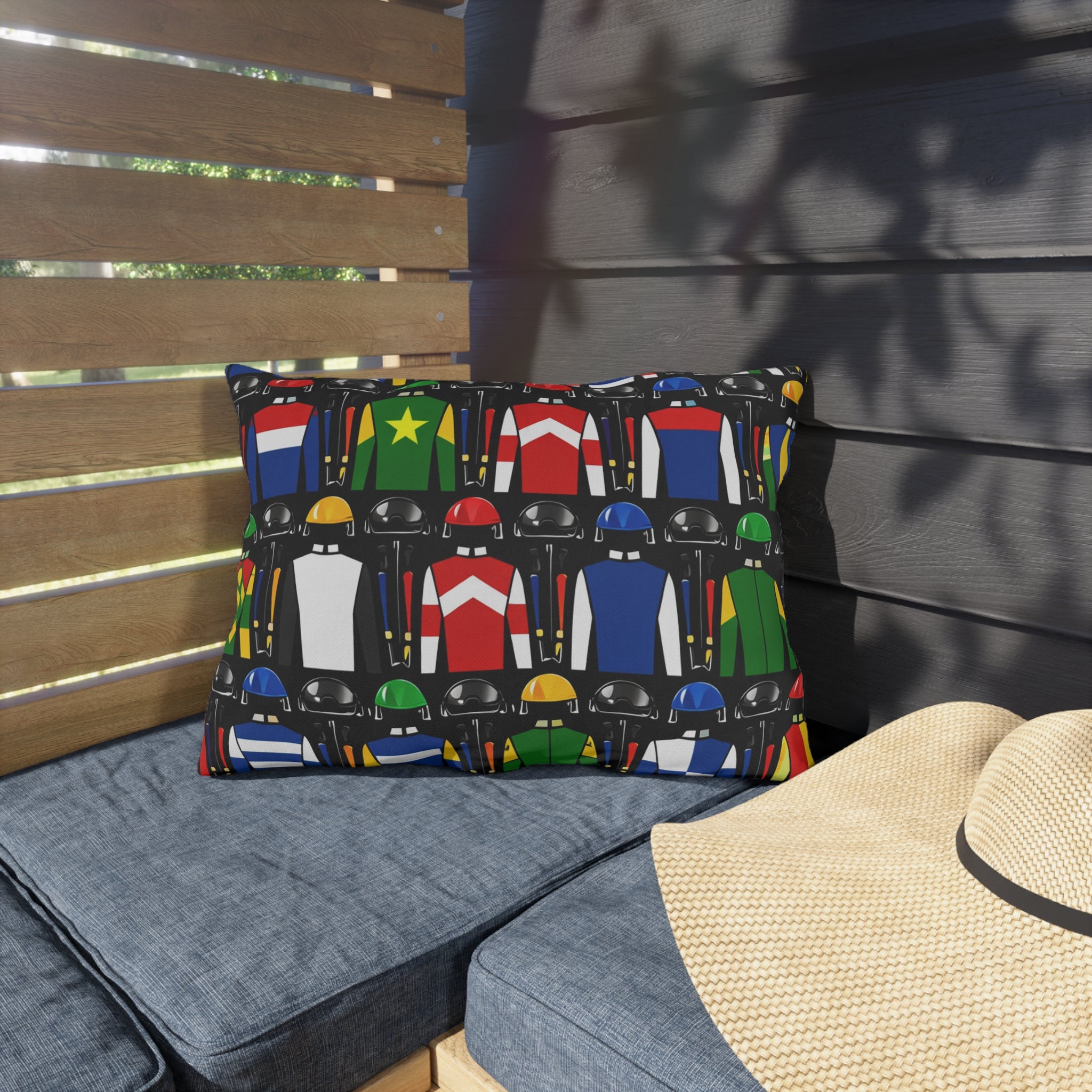 Jockey Silks Pattern Outdoor Pillow Horse Racing