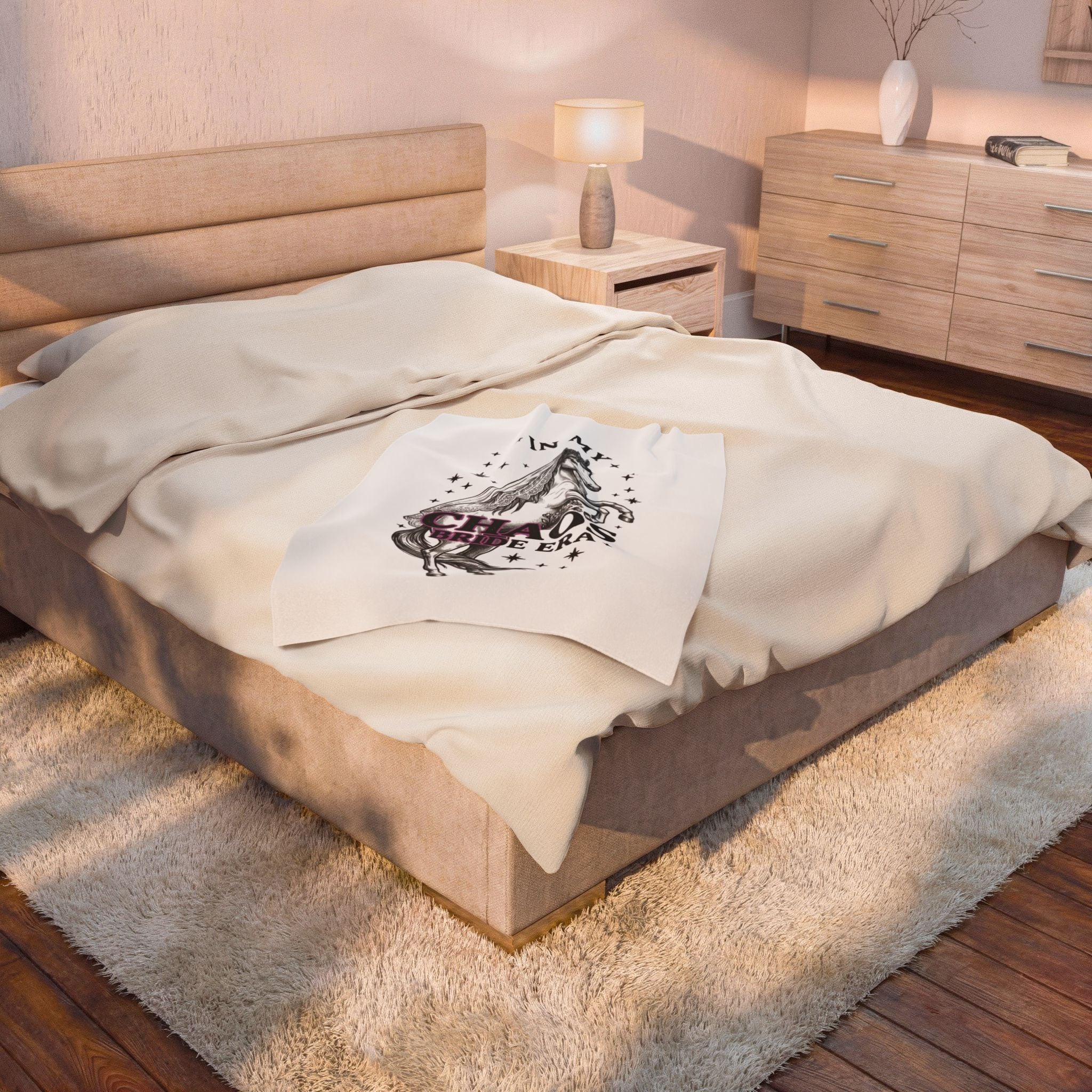 Velveteen Plush Blanket - "In My Chaos Bride Era" Horse Bridal Throw