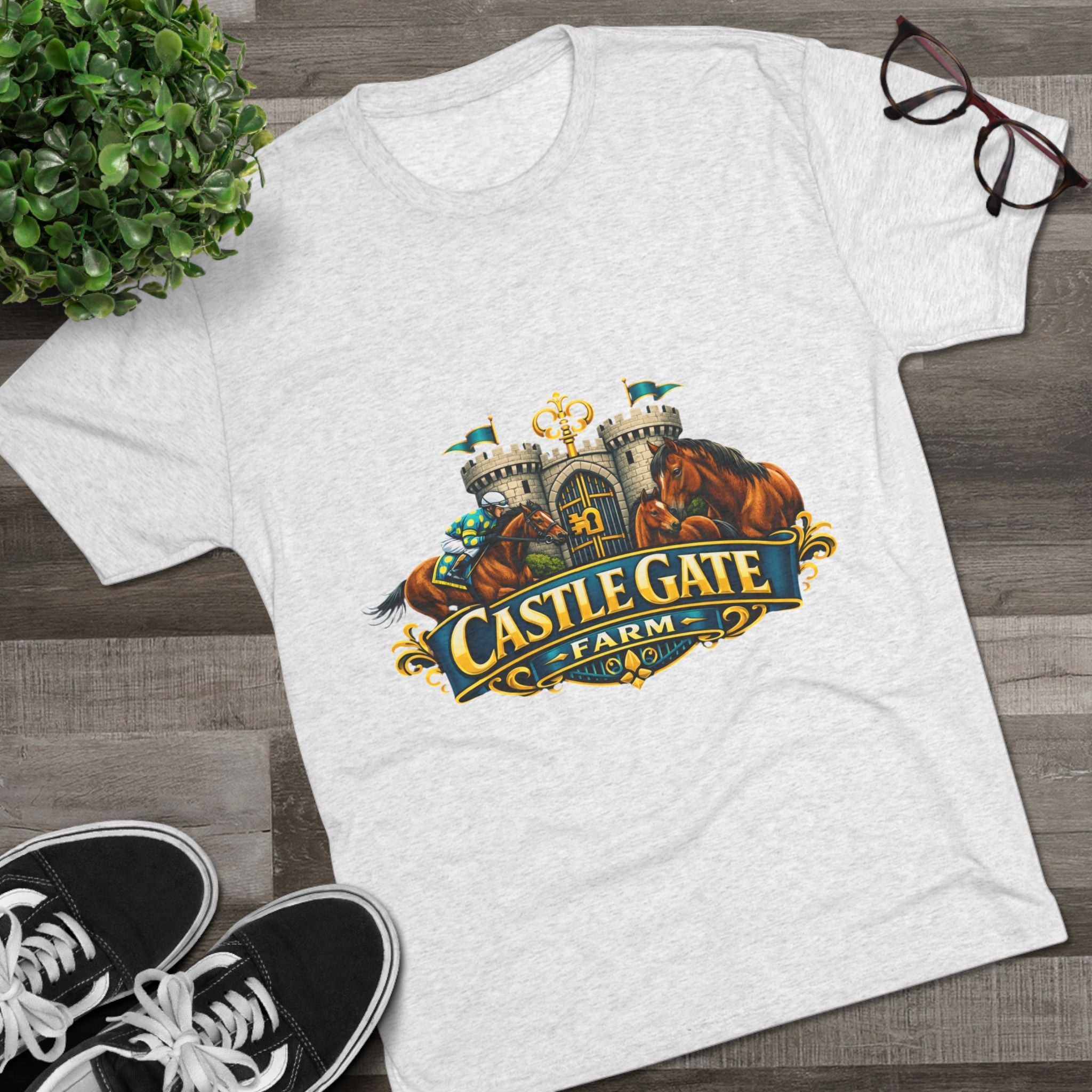 Castle Gate Farm T-Shirt – Retro Crest Logo Tee for Farm Lovers