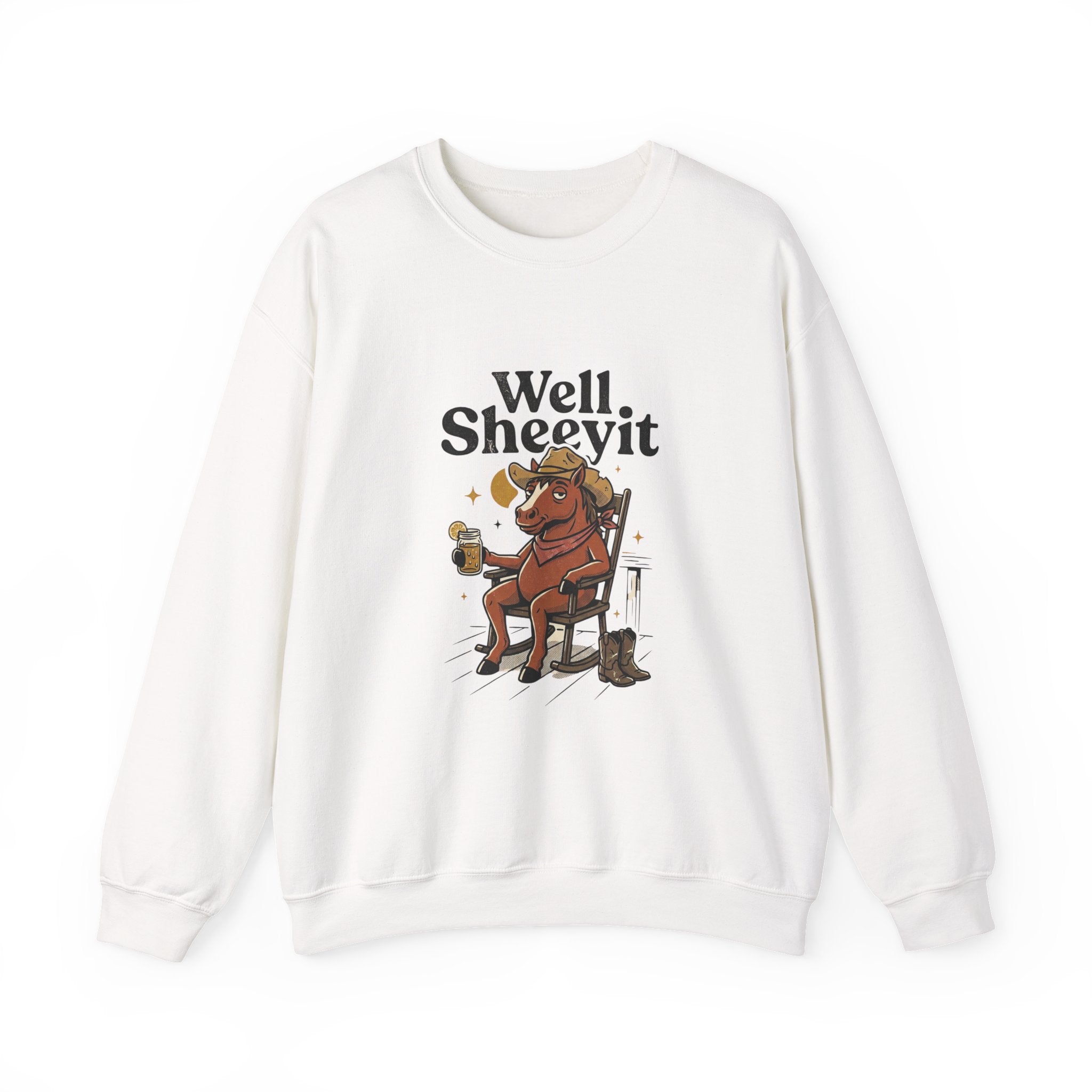 Well Sheeyit Horse Crewneck Sweatshirt | Vintage Southern, Rustic Western Humor