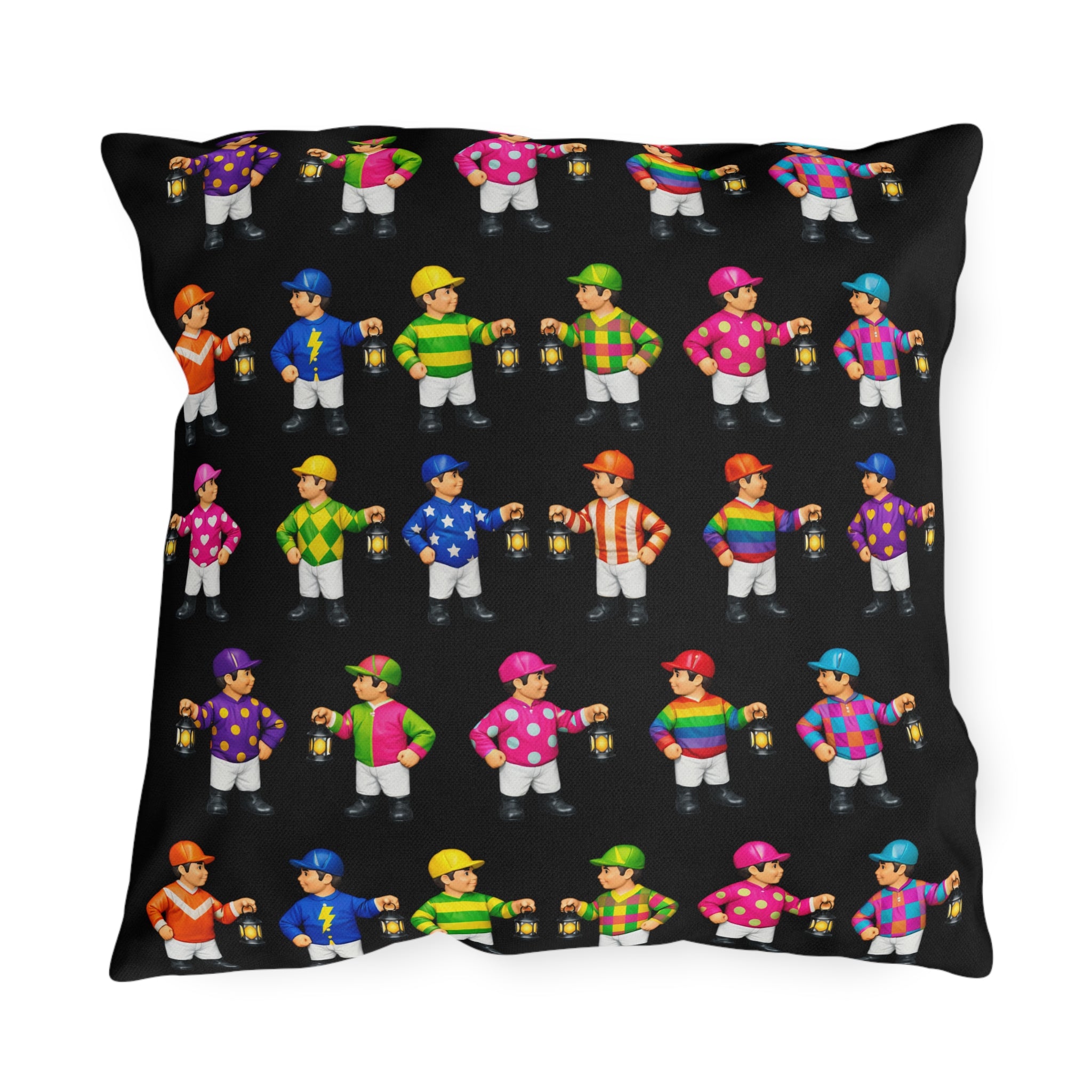 Colorful Comical Lawn Jockey Pattern Outdoor Pillow