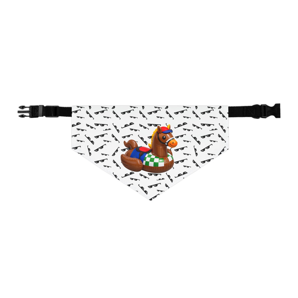 Inflatable Rubber Duck Horse with mini Wayfarers Pet Bandana Collar – Fun Equestrian Dog Accessory