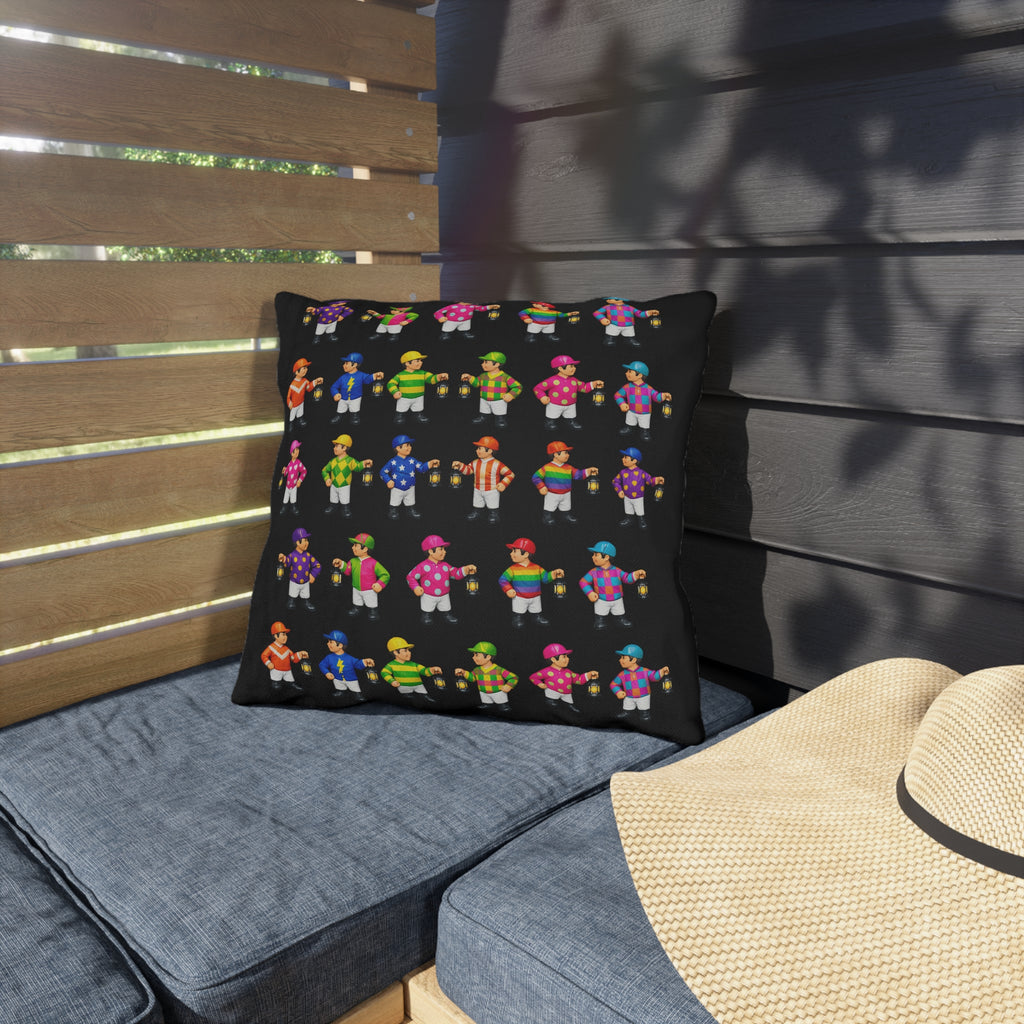 Colorful Comical Lawn Jockey Pattern Outdoor Pillow