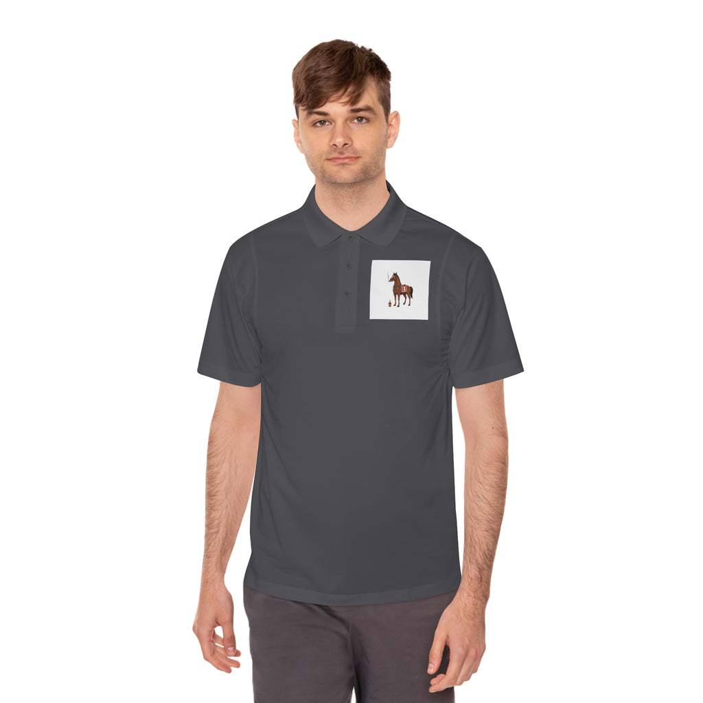 Horse Racing Polo Shirt — Vintage Jockey Saddle & Racing Horse Design