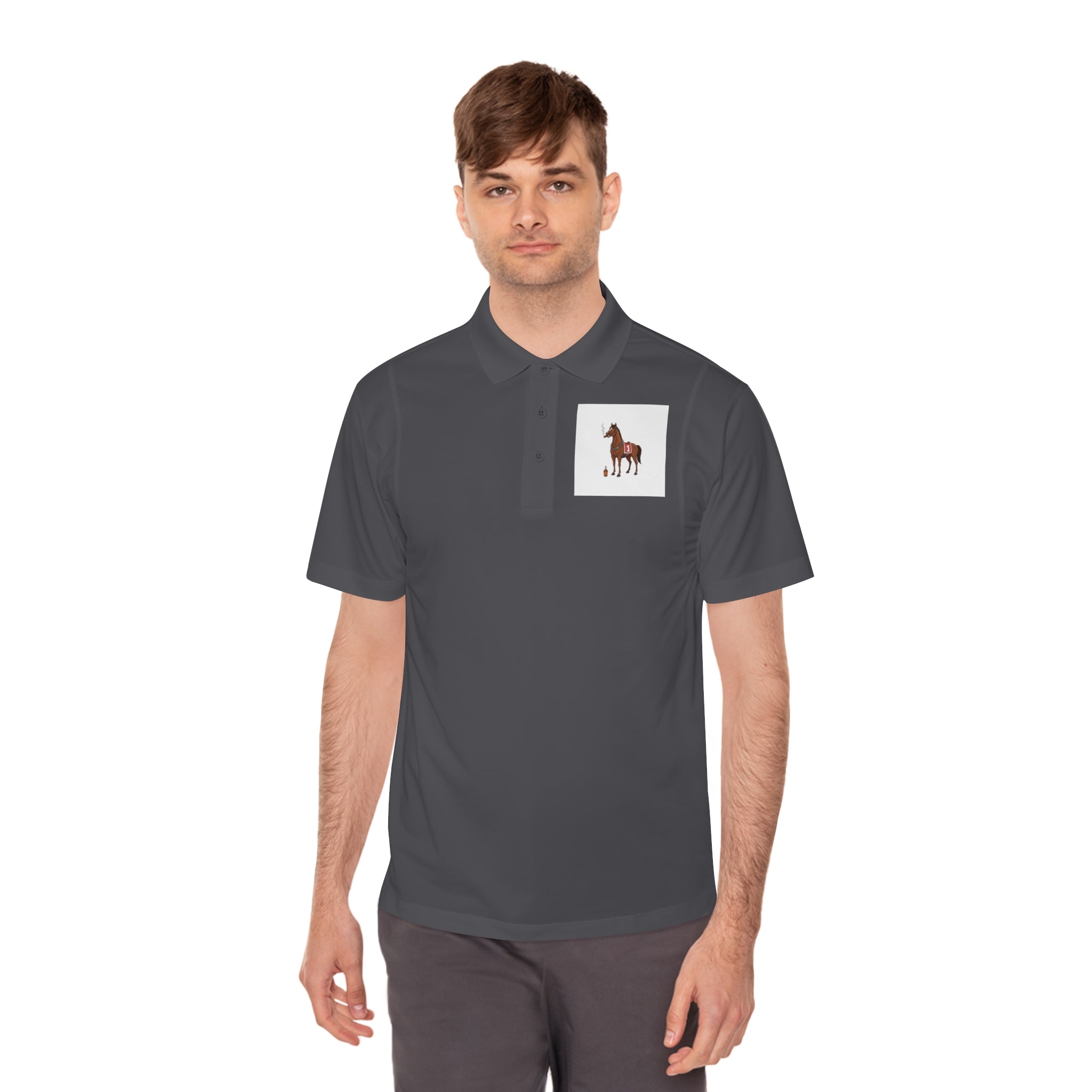 Horse Racing Polo Shirt — Vintage Jockey Saddle & Racing Horse Design